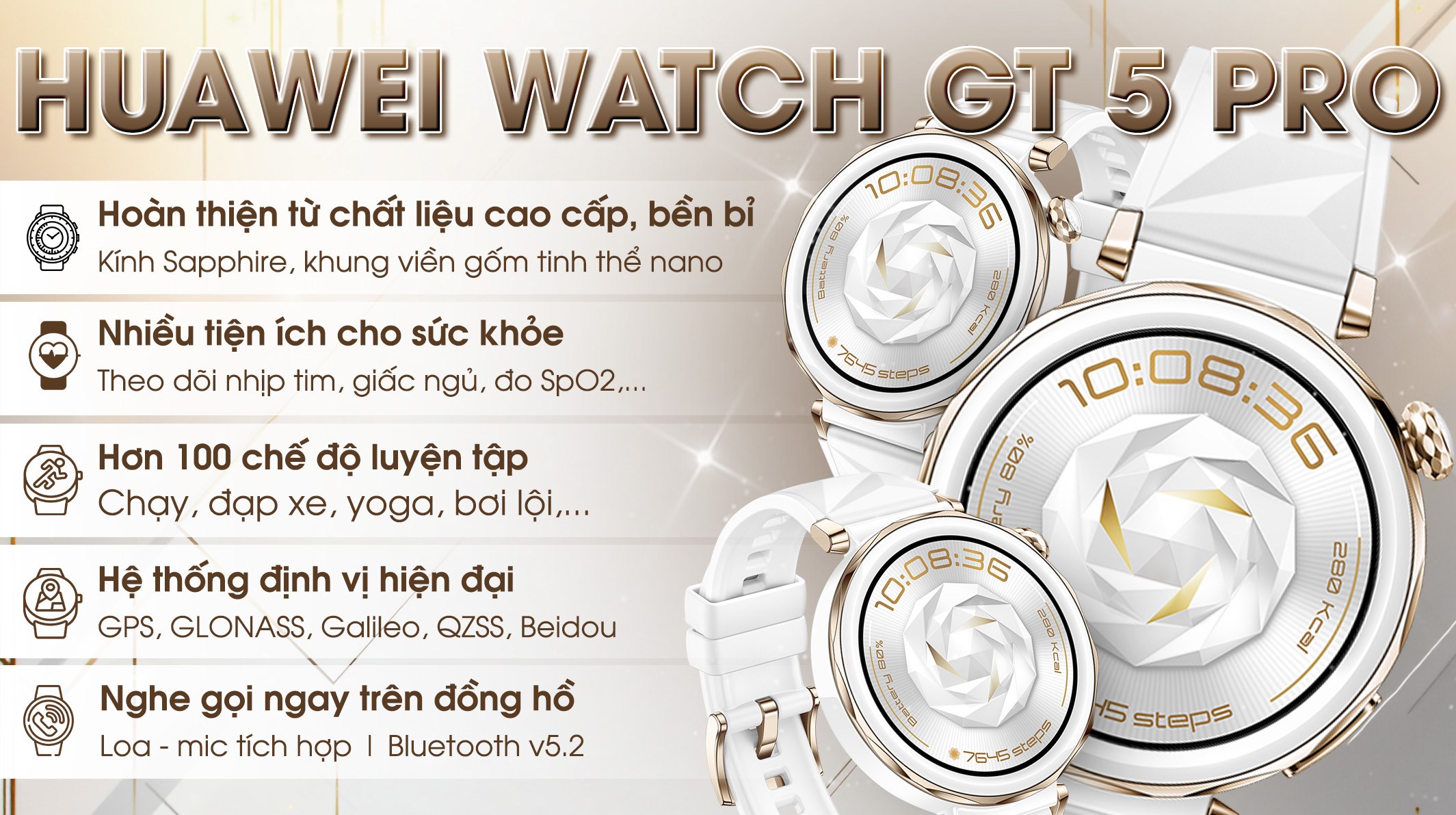 Đồng hồ thông minh Huawei Watch GT 5 Pro 42mm viền gốm dây cao su