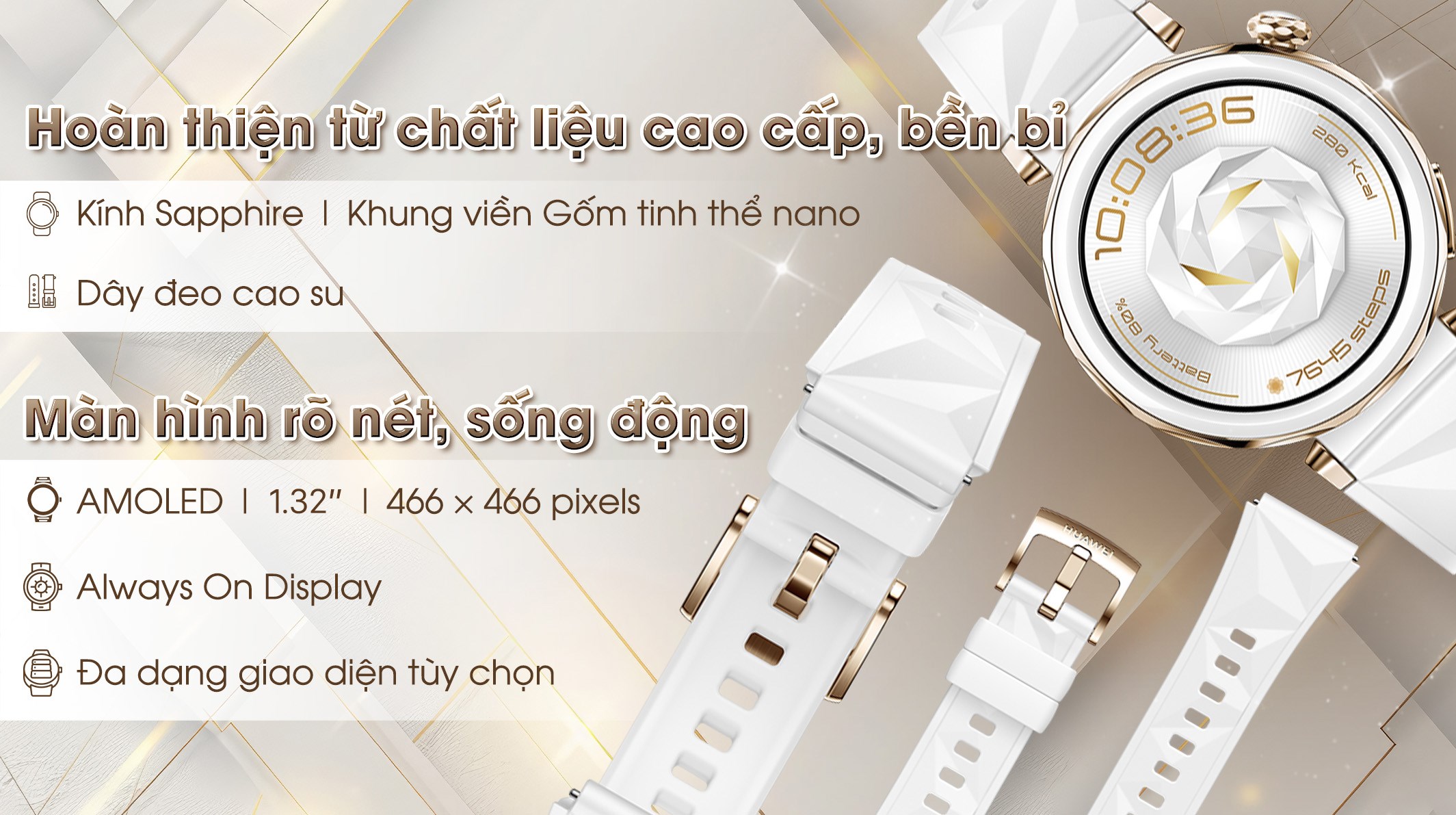 Huawei Watch GT 5 Pro 42mm viền gốm dây cao su