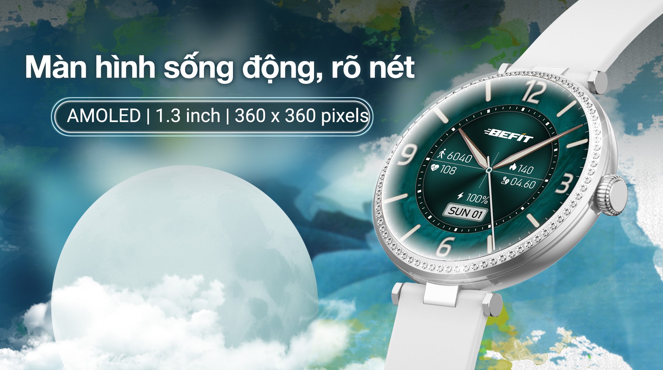 BeFit Luna 33mm dây da