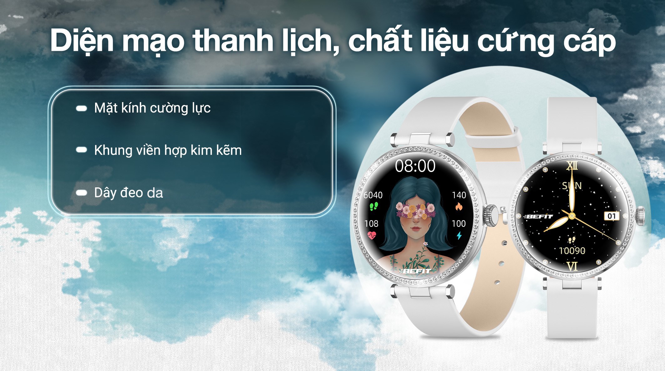 BeFit Luna 33mm dây da