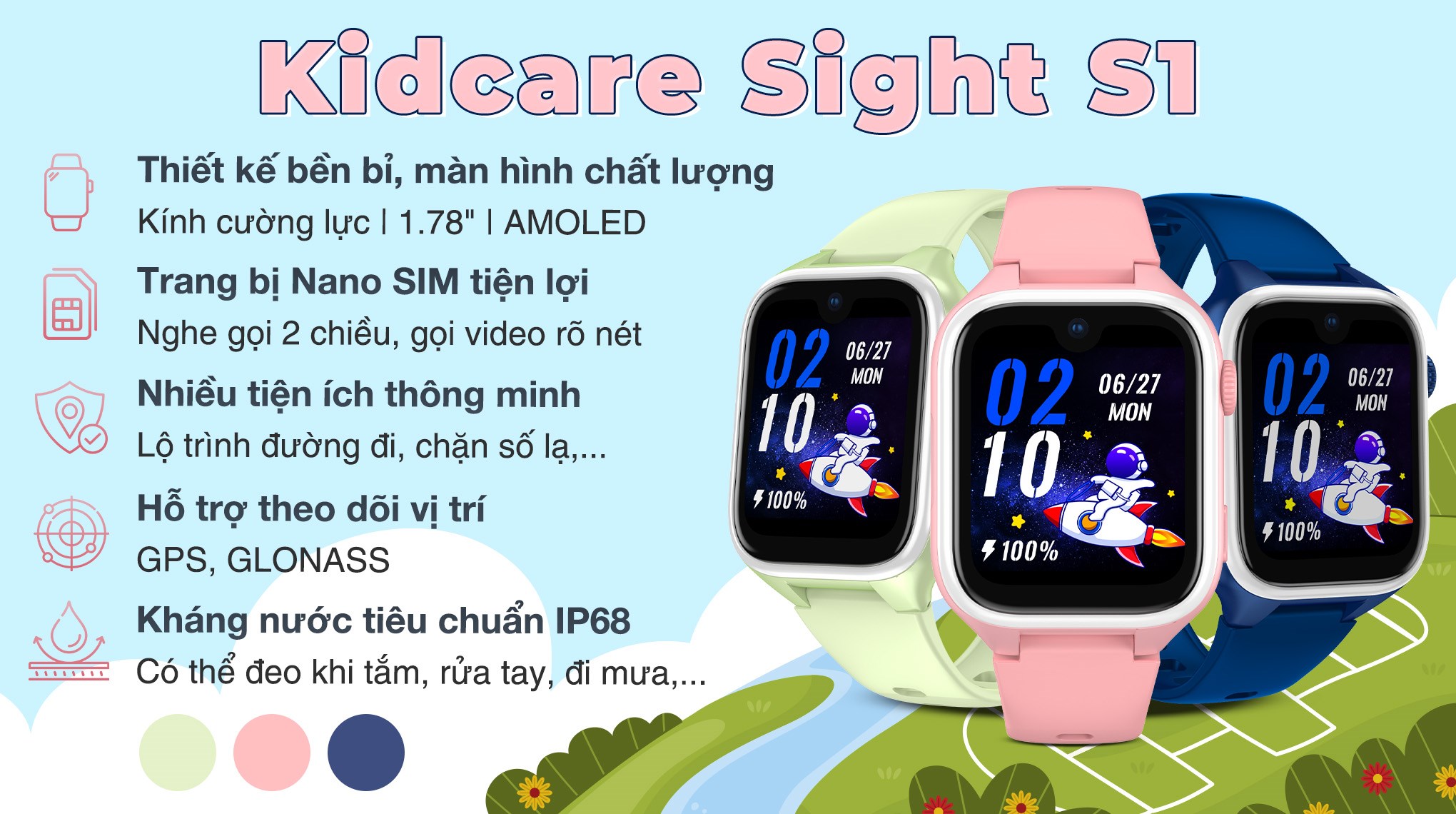 Đồng hồ định vị trẻ em Kidcare Sight S1