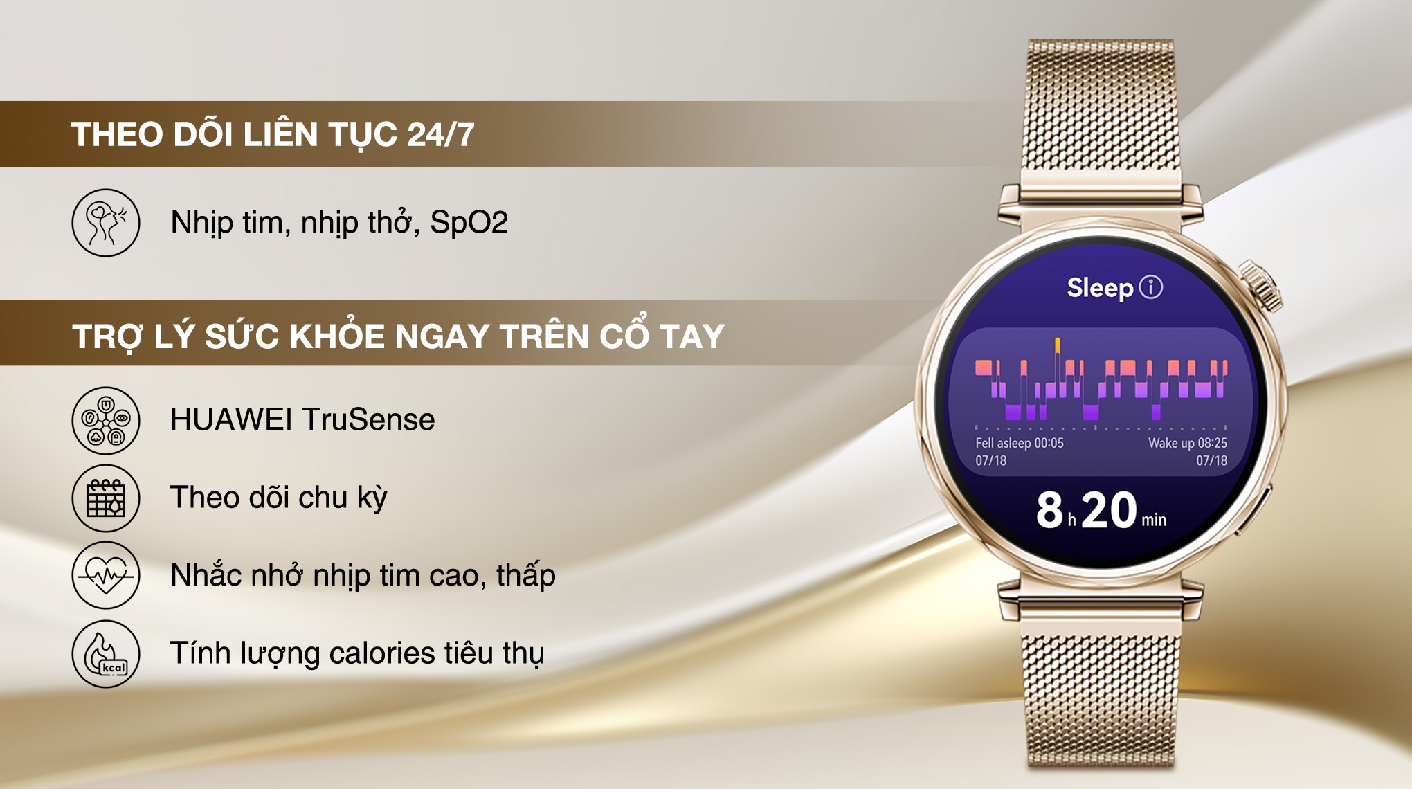 Huawei Watch GT 5 41mm viền thép dây Milanese