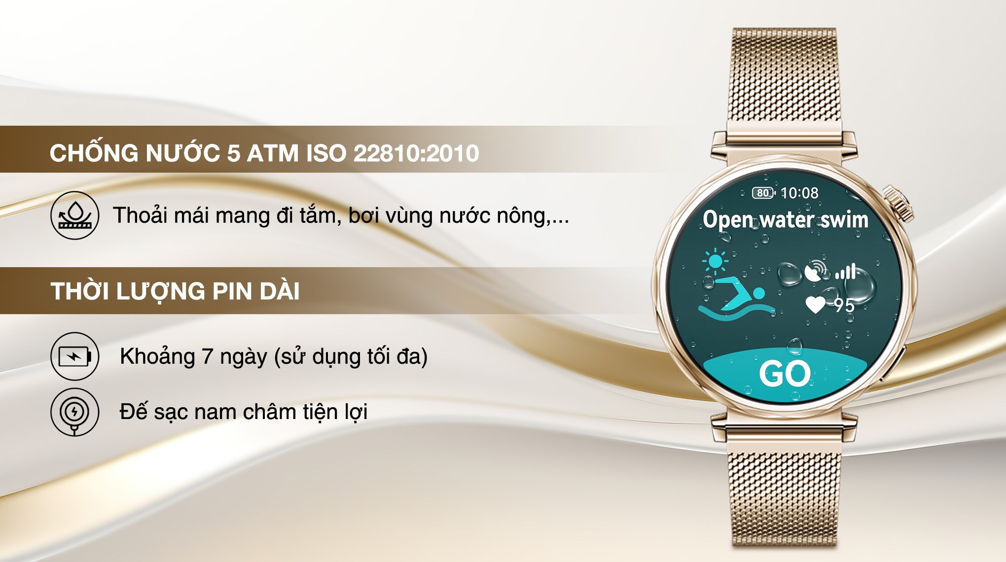 Huawei Watch GT 5 41mm viền thép dây Milanese