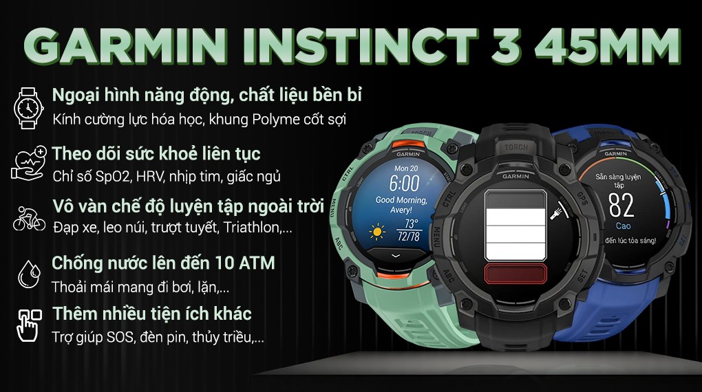 Garmin Instinct 3 45mm dây silicone