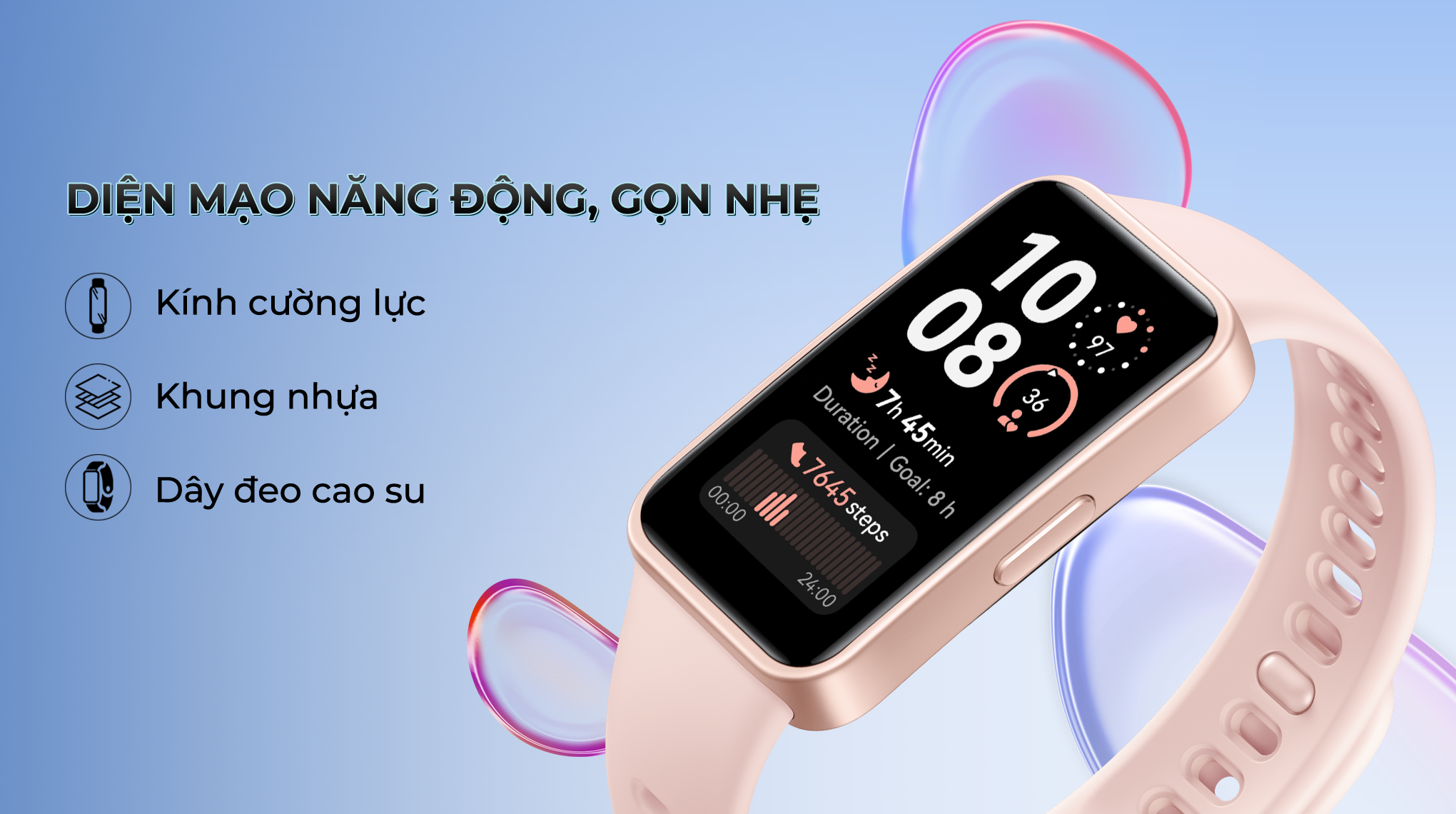 Vòng đeo tay thông minh Huawei Band 10 viền nhựa