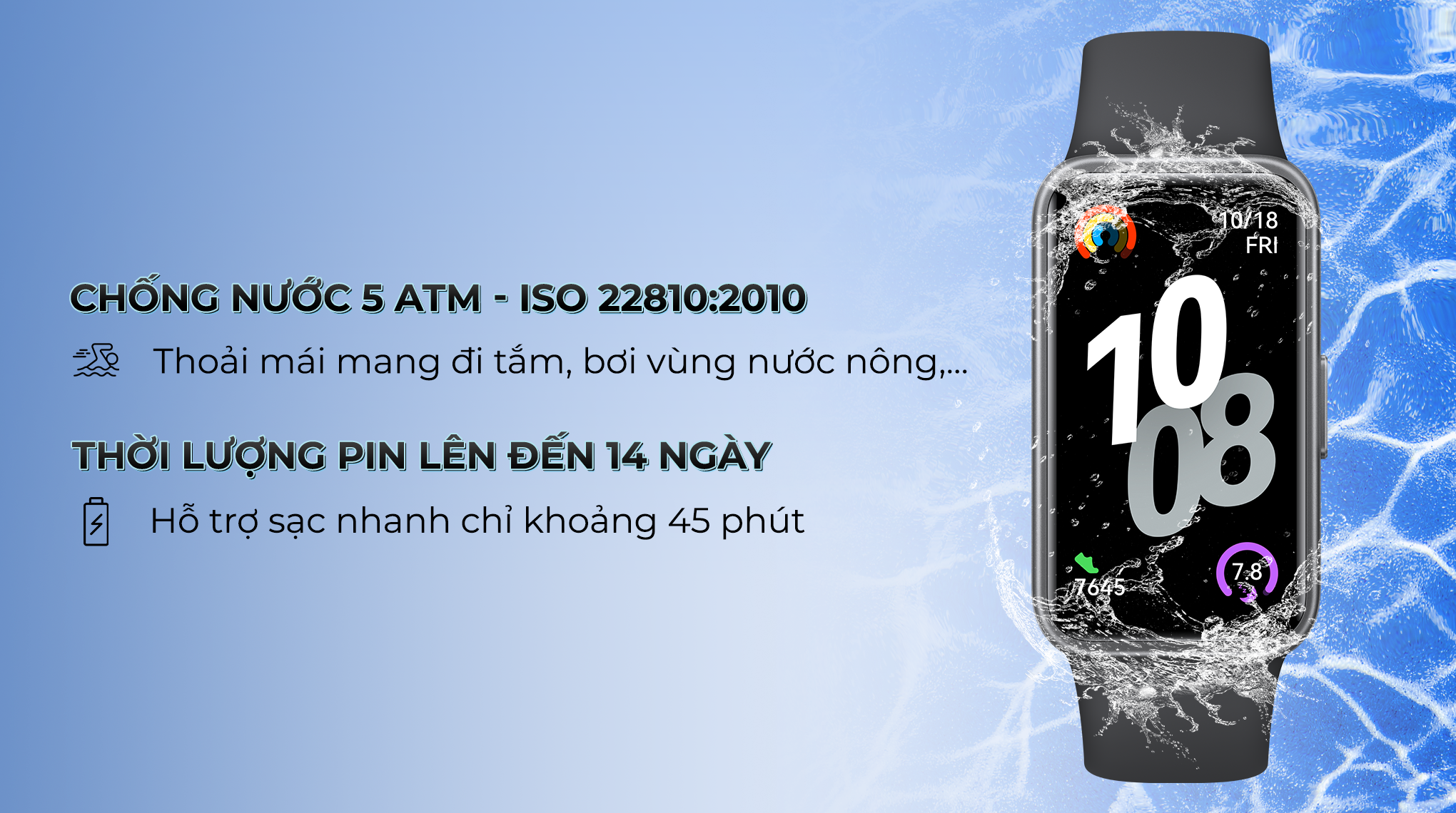 Vòng đeo tay thông minh Huawei Band 10 viền nhựa