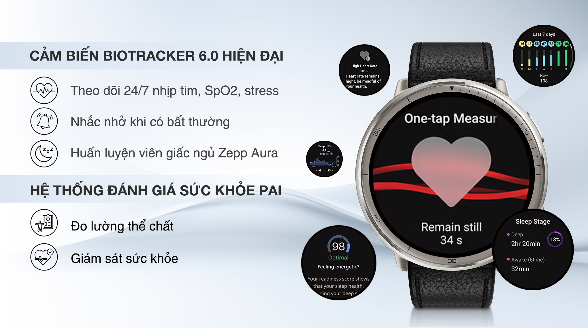 Amazfit Active 2 Sapphire 43.9mm dây da