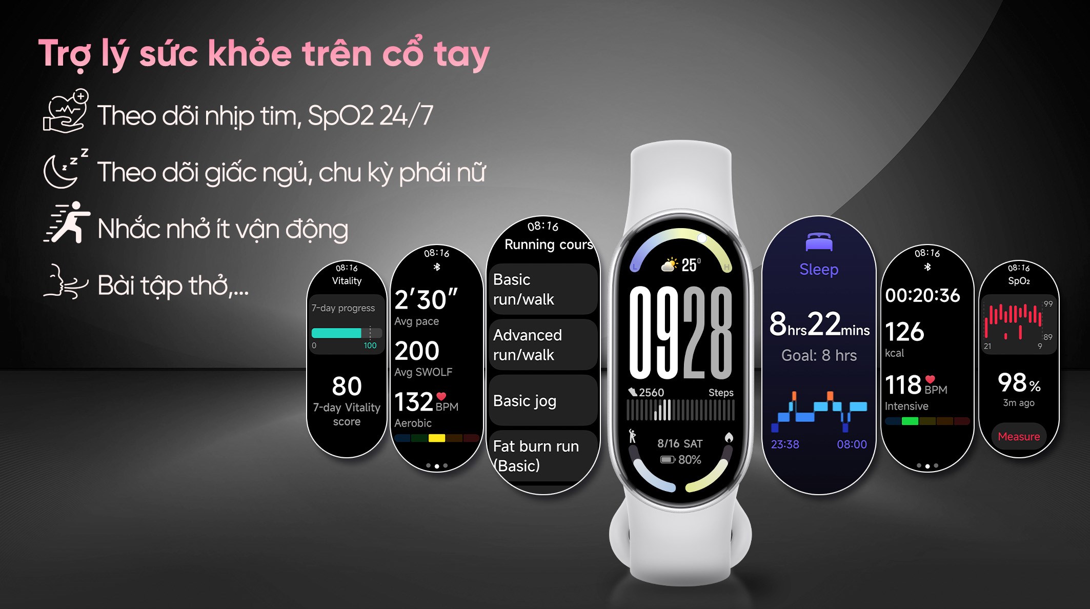 Vòng đeo tay thông minh Mi Band 10 viền nhôm