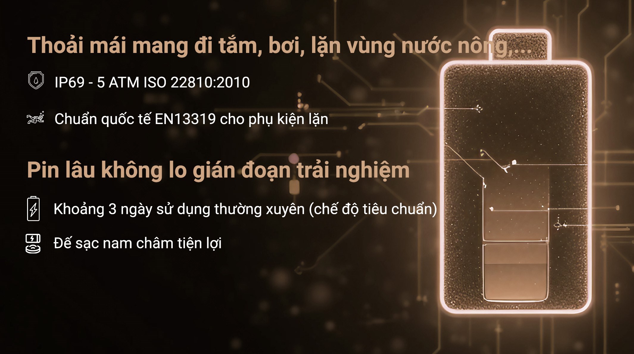 Huawei Watch 5 42mm viền thép dây composite Vàng Hồng