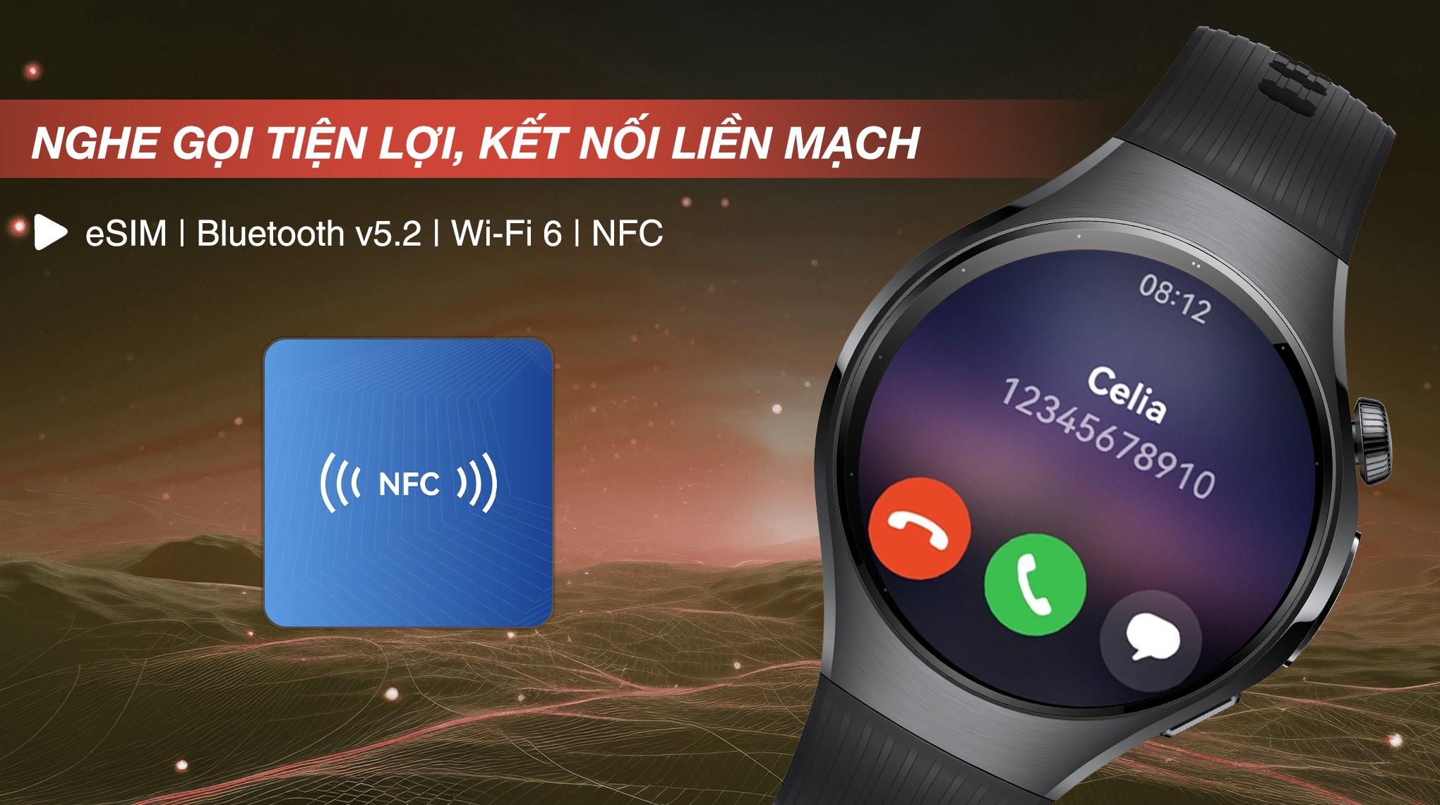 Huawei Watch 5 46mm viền thép dây cao su