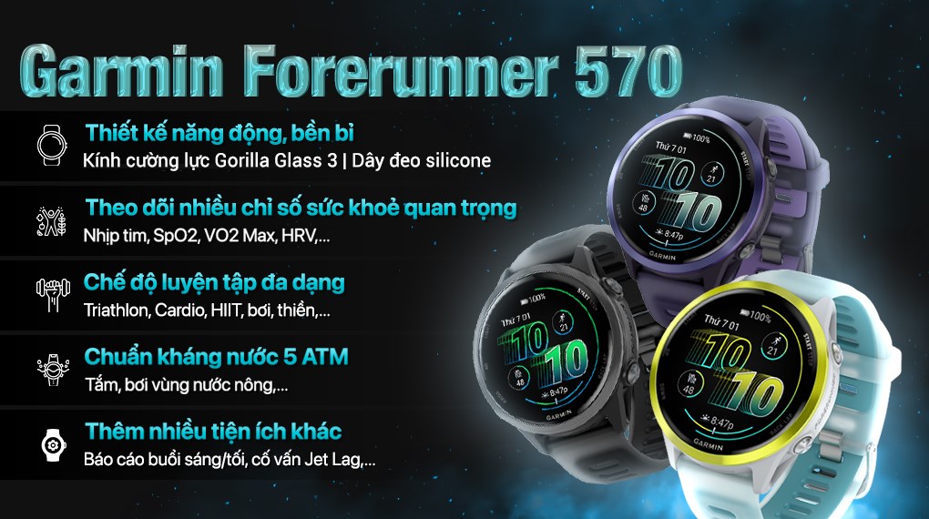 Garmin Forerunner 570 47mm dây silicone