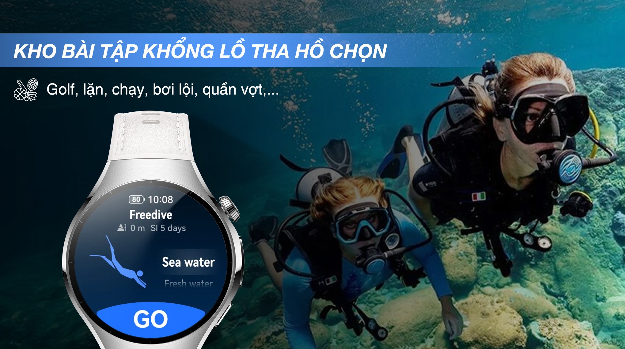 Huawei Watch 5 42mm viền thép dây composite Trắng