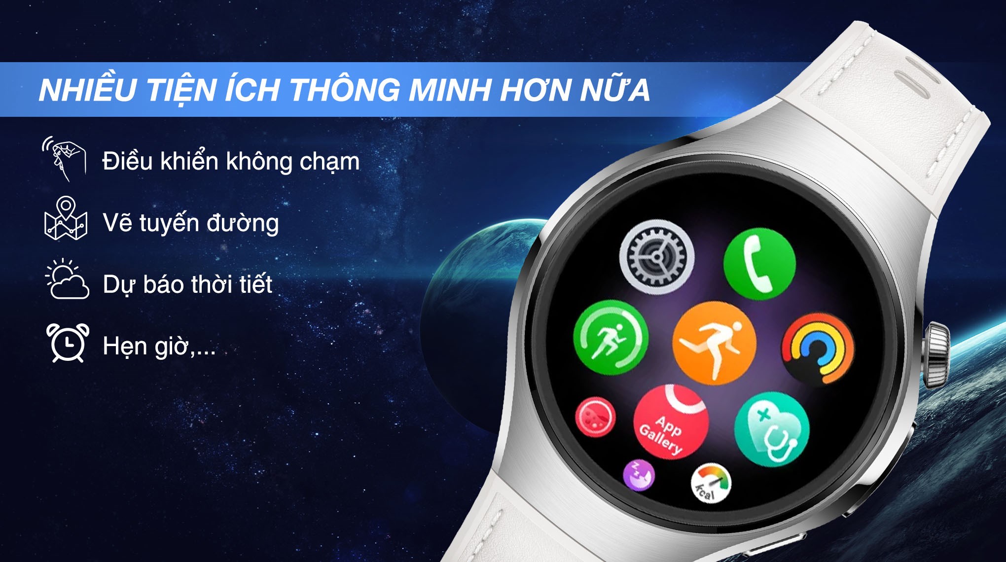 Huawei Watch 5 42mm viền thép dây composite Trắng