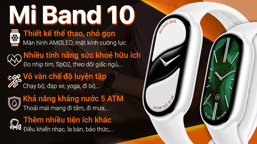 Vòng đeo tay thông minh Mi Band 10 viền gốm