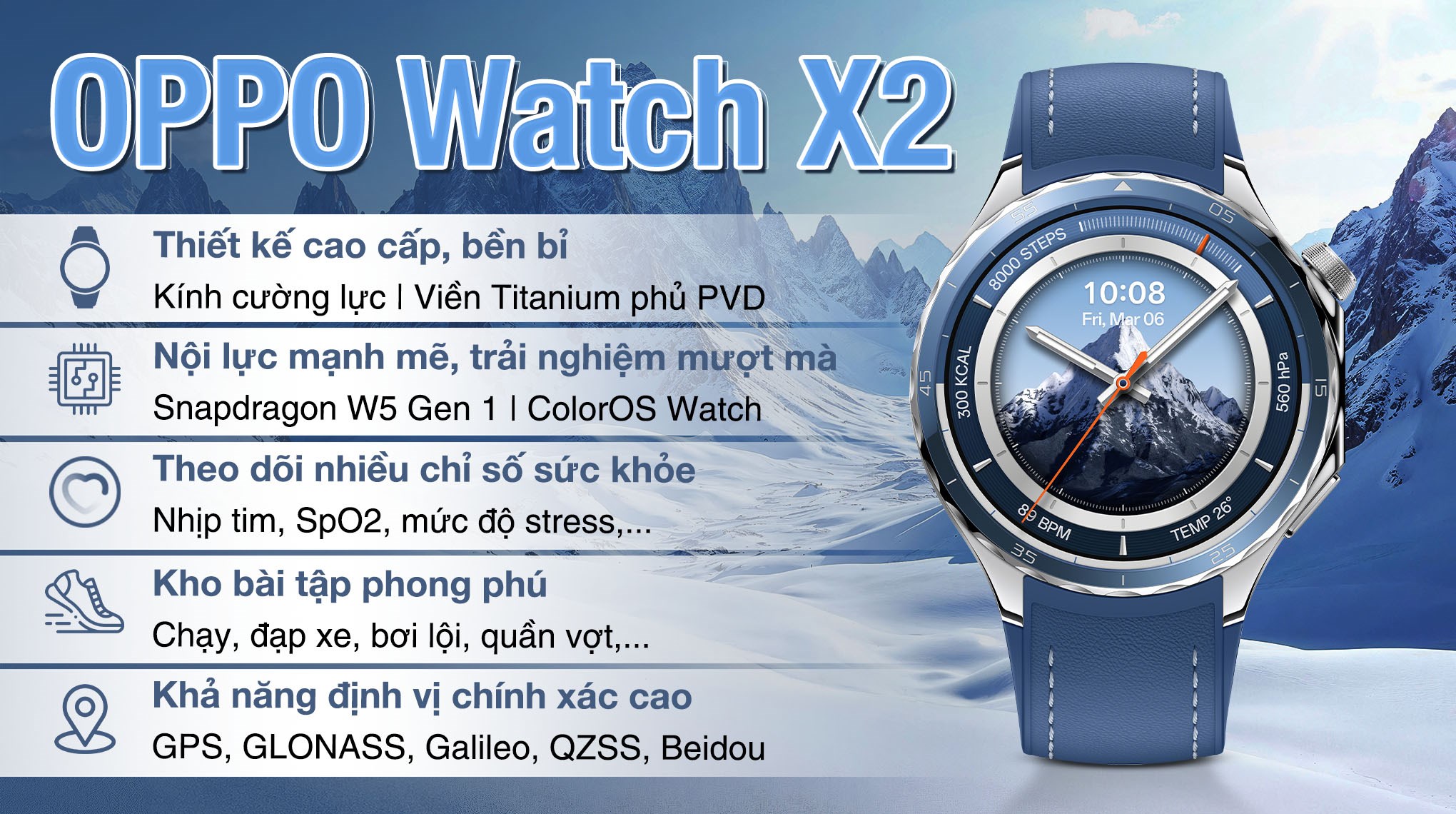Oppo Watch X2 46mm dây da