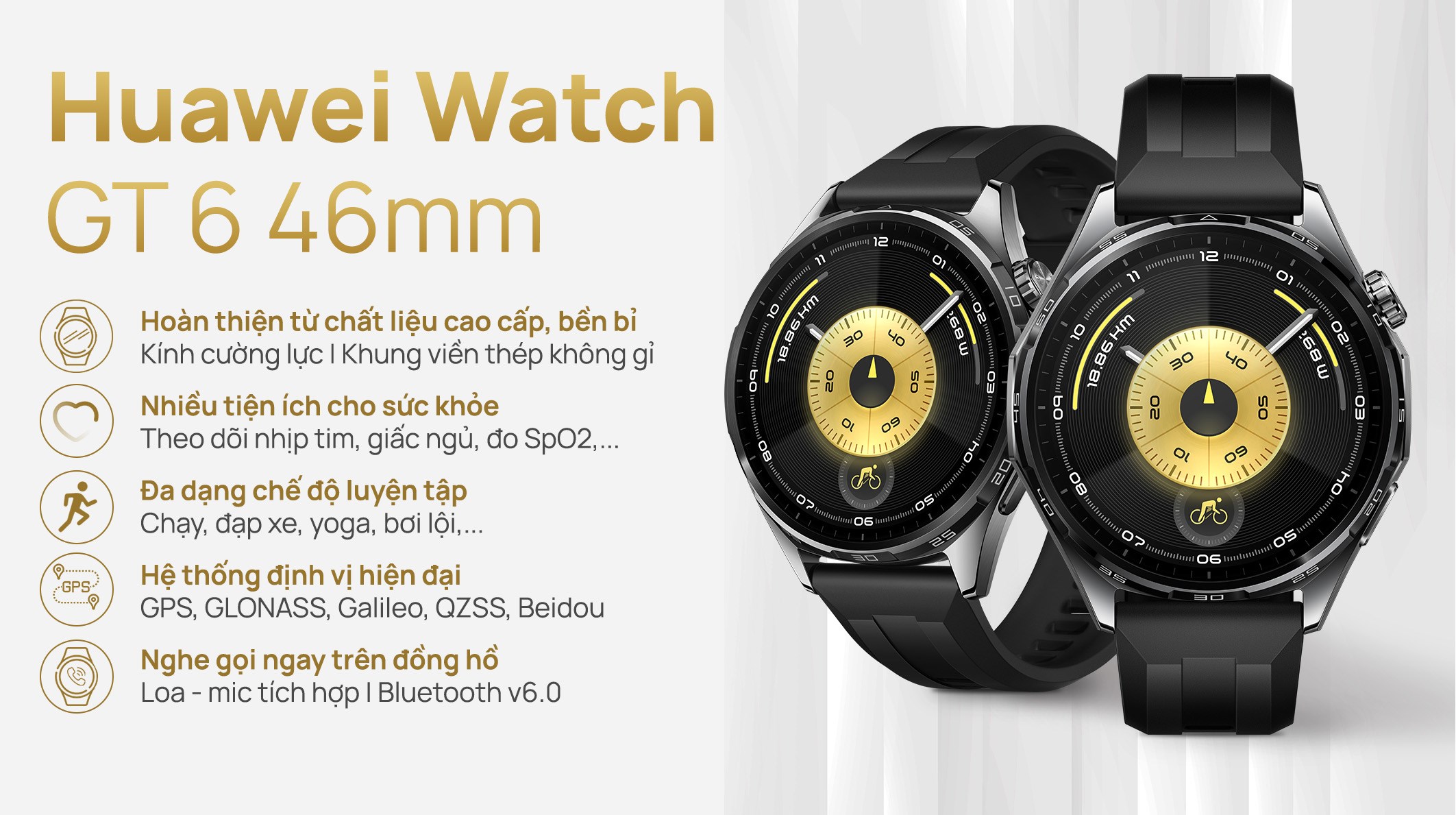 Huawei Watch GT 6 46mm viền thép dây cao su