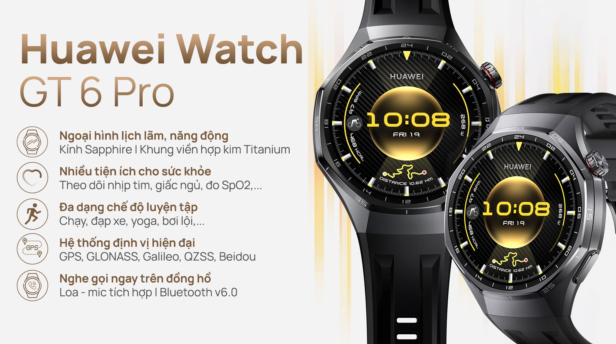 Huawei Watch GT 6 Pro 46mm viền Titanium dây cao su