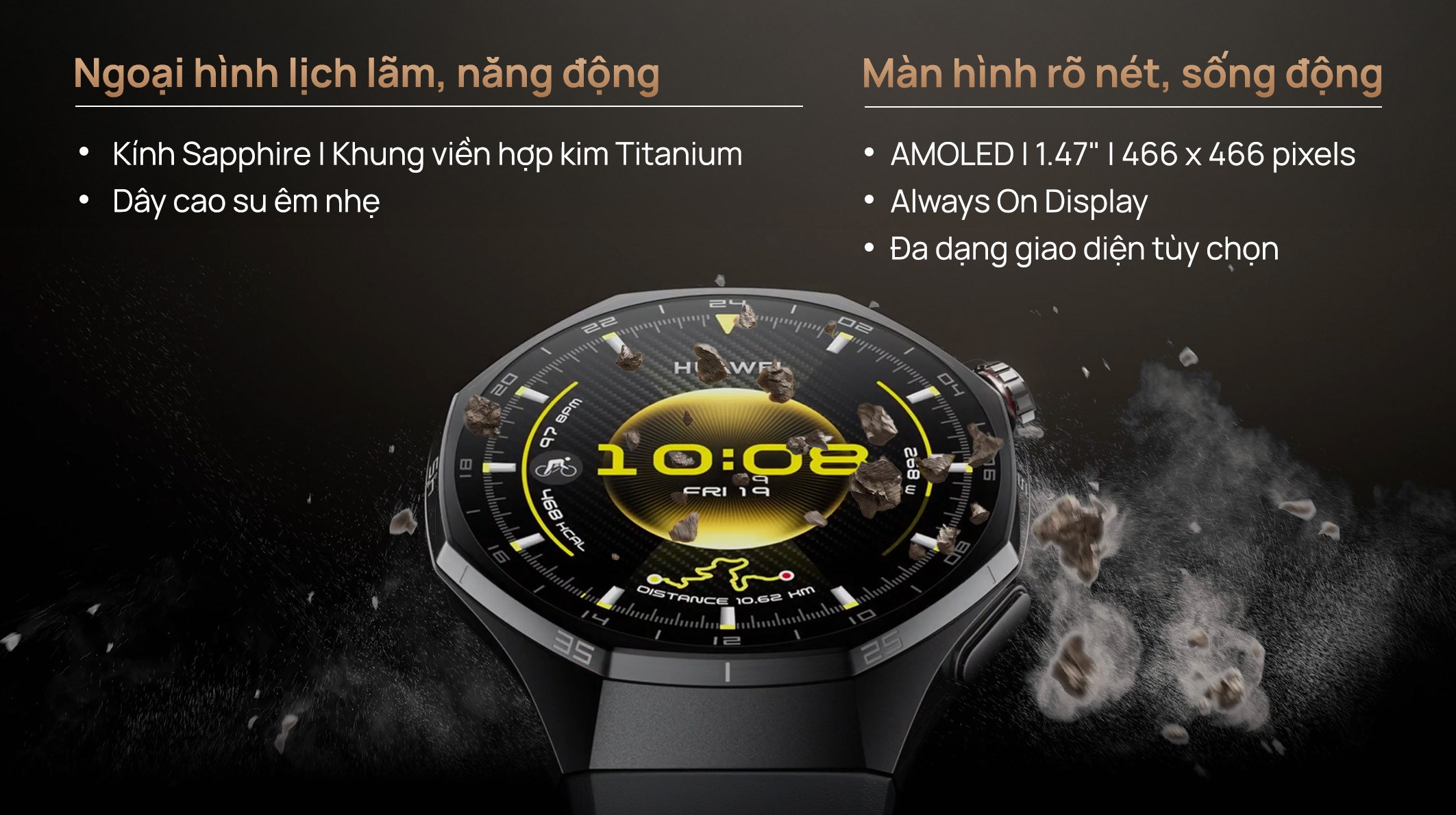 Huawei Watch GT 6 Pro 46mm viền Titanium dây cao su