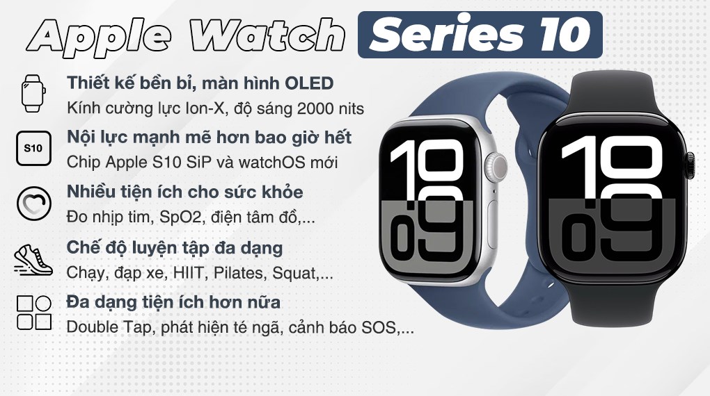 Apple Watch Series 10 GPS 46mm viền nhôm dây thể thao S/M