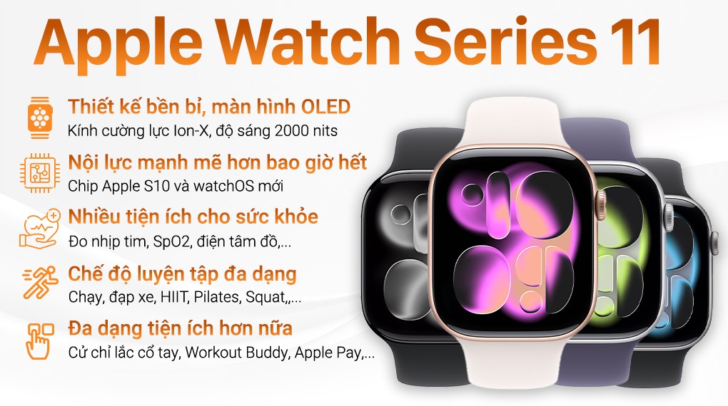 Apple Watch Series 11 GPS + Cellular 46mm viền nhôm dây thể thao