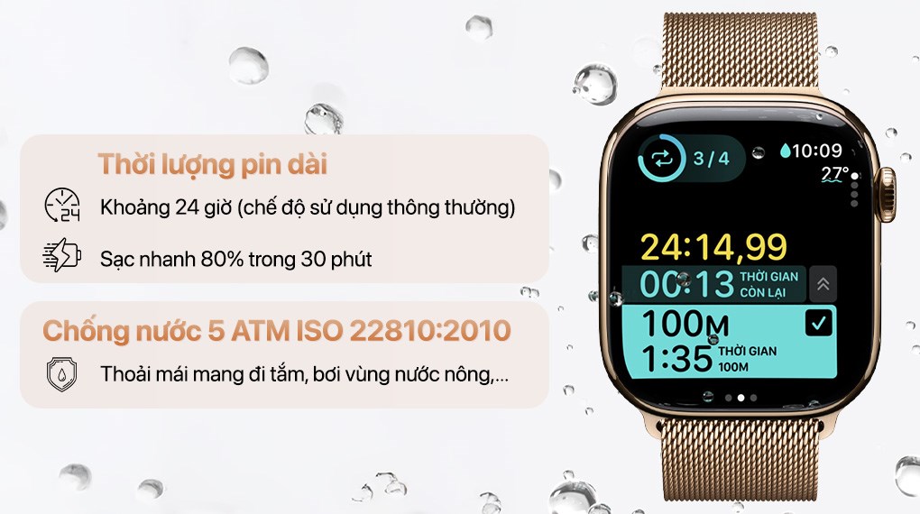 Apple Watch Series 11 GPS + Cellular 42mm viền Titanium dây Milan