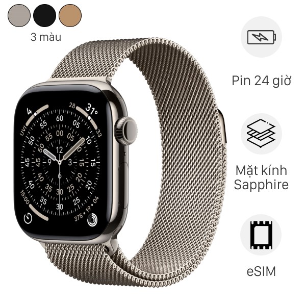 Apple Watch Series 11 GPS + Cellular 42mm viền Titanium dây Milan