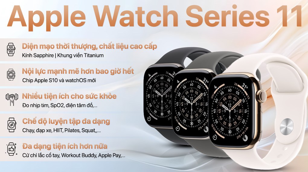 Apple Watch Series 11 GPS + Cellular 42m viền Titanium dây thể thao