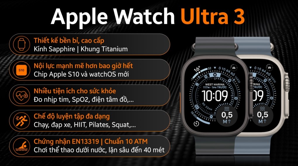 Apple Watch Ultra 3 GPS + Cellular 49mm viền Titanium dây Ocean