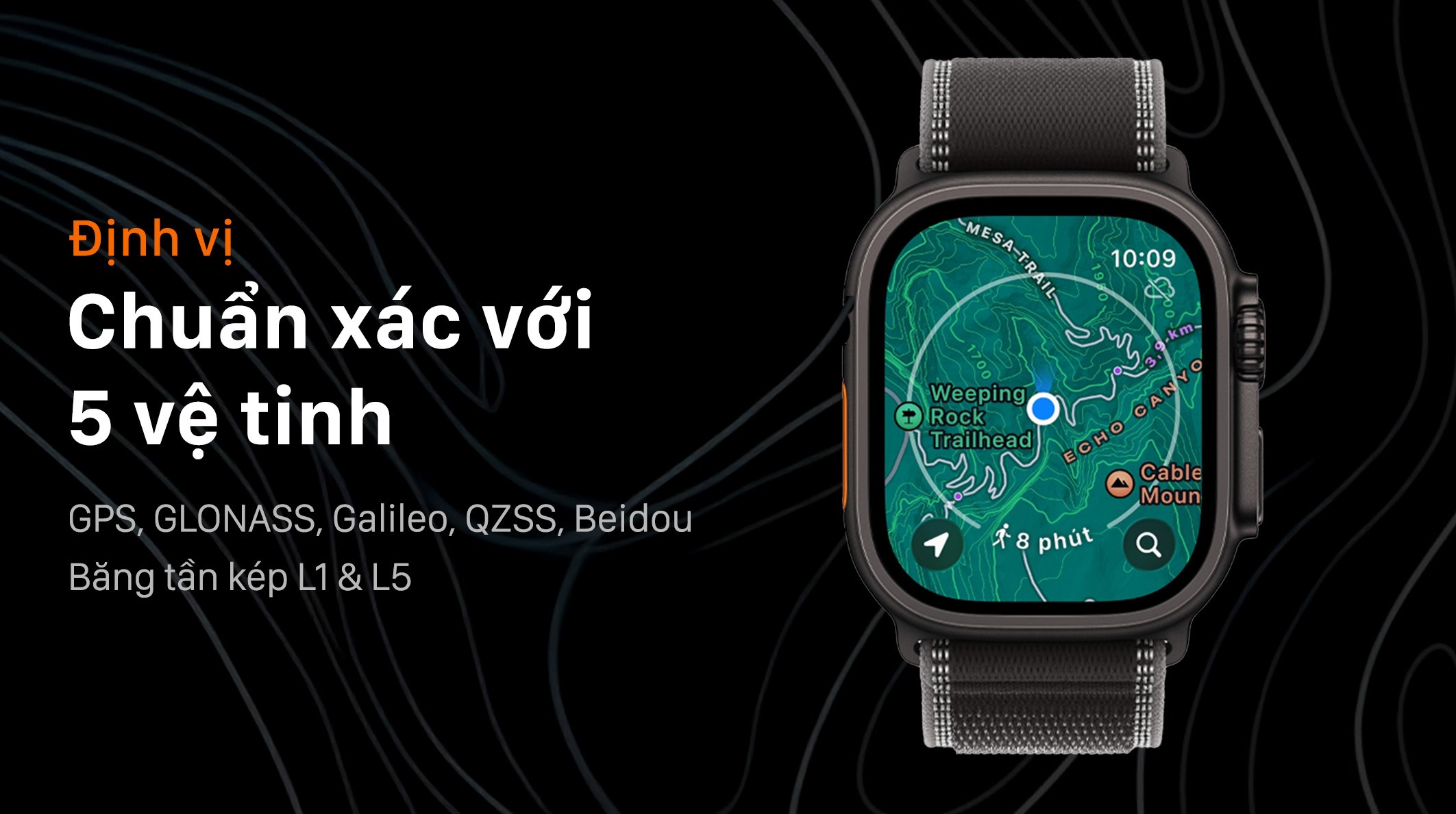 Apple Watch Ultra 3 GPS + Cellular 49mm viền Titanium dây Trail