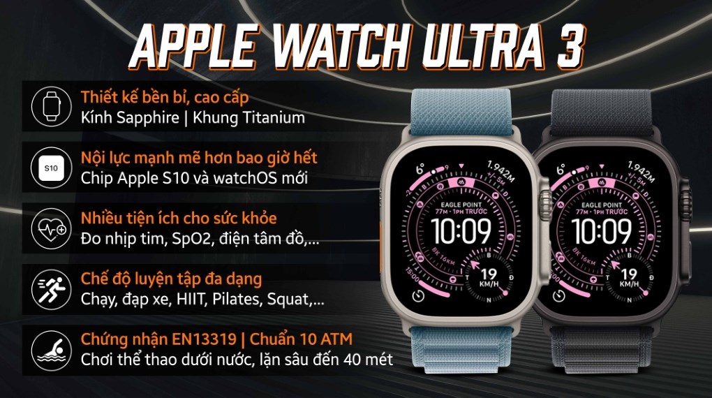 Apple Watch Ultra 3 GPS + Cellular 49mm viền Titanium dây Alpine