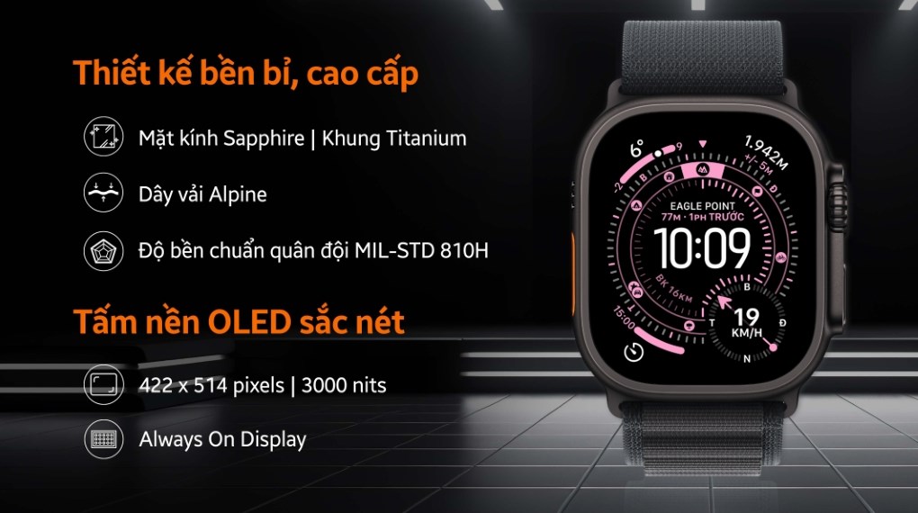 Apple Watch Ultra 3 GPS + Cellular 49mm viền Titanium dây Alpine