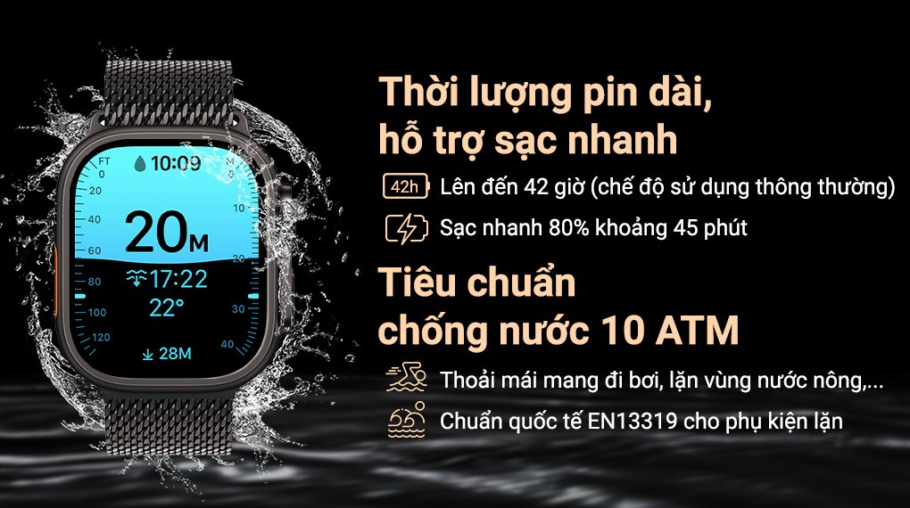 Apple Watch Ultra 3 GPS + Cellular 49mm viền Titanium dây Milan