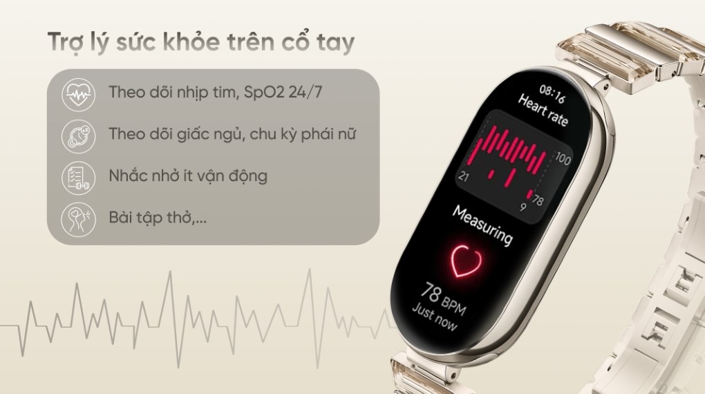 Vòng đeo tay thông minh Mi Band 10 viền nhôm dây kim loại