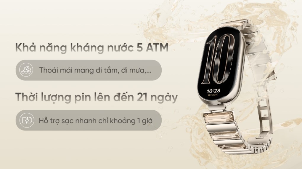 Vòng đeo tay thông minh Mi Band 10 viền nhôm dây kim loại