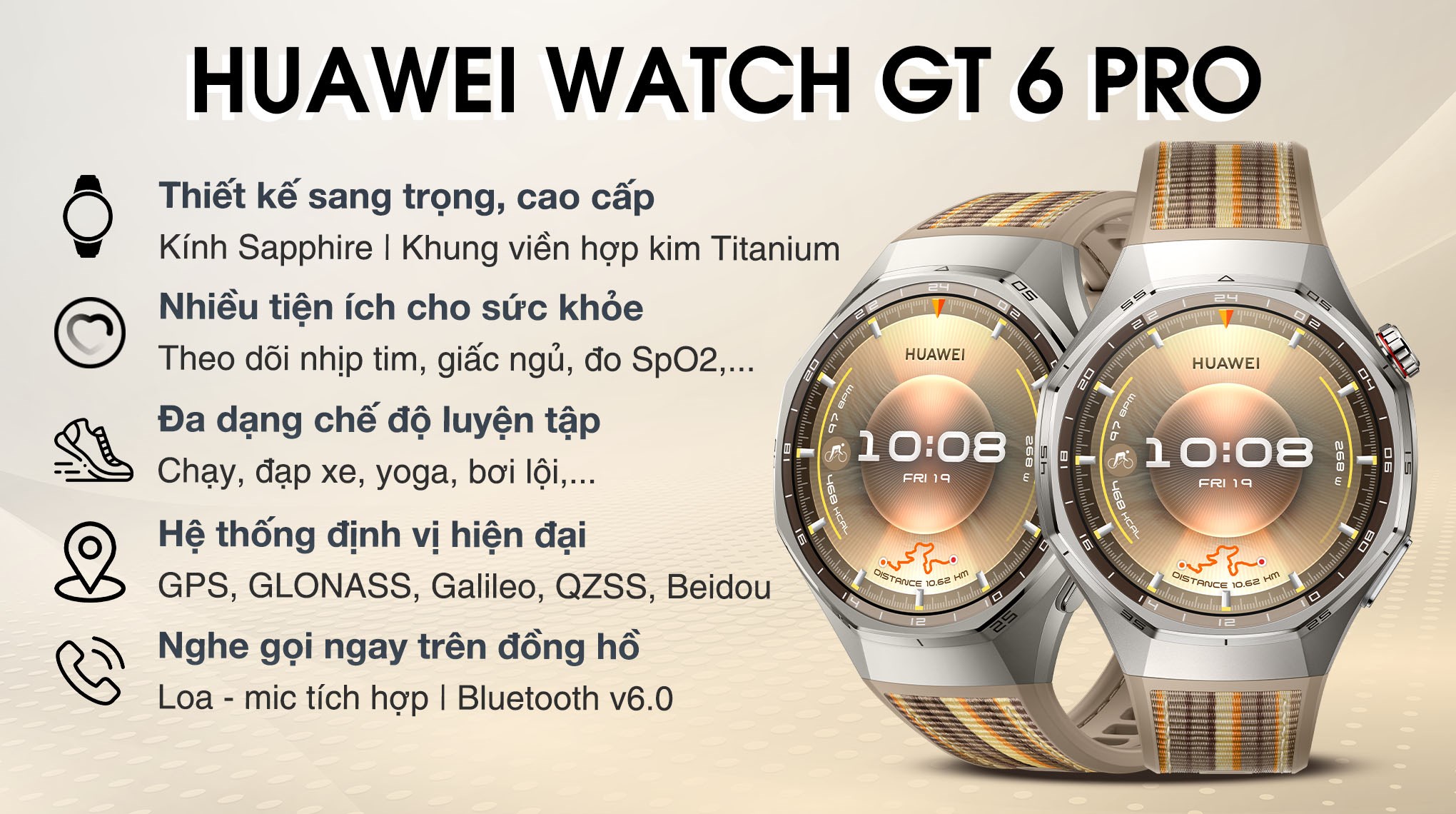 Huawei Watch GT 6 Pro 46mm viền Titanium dây Woven