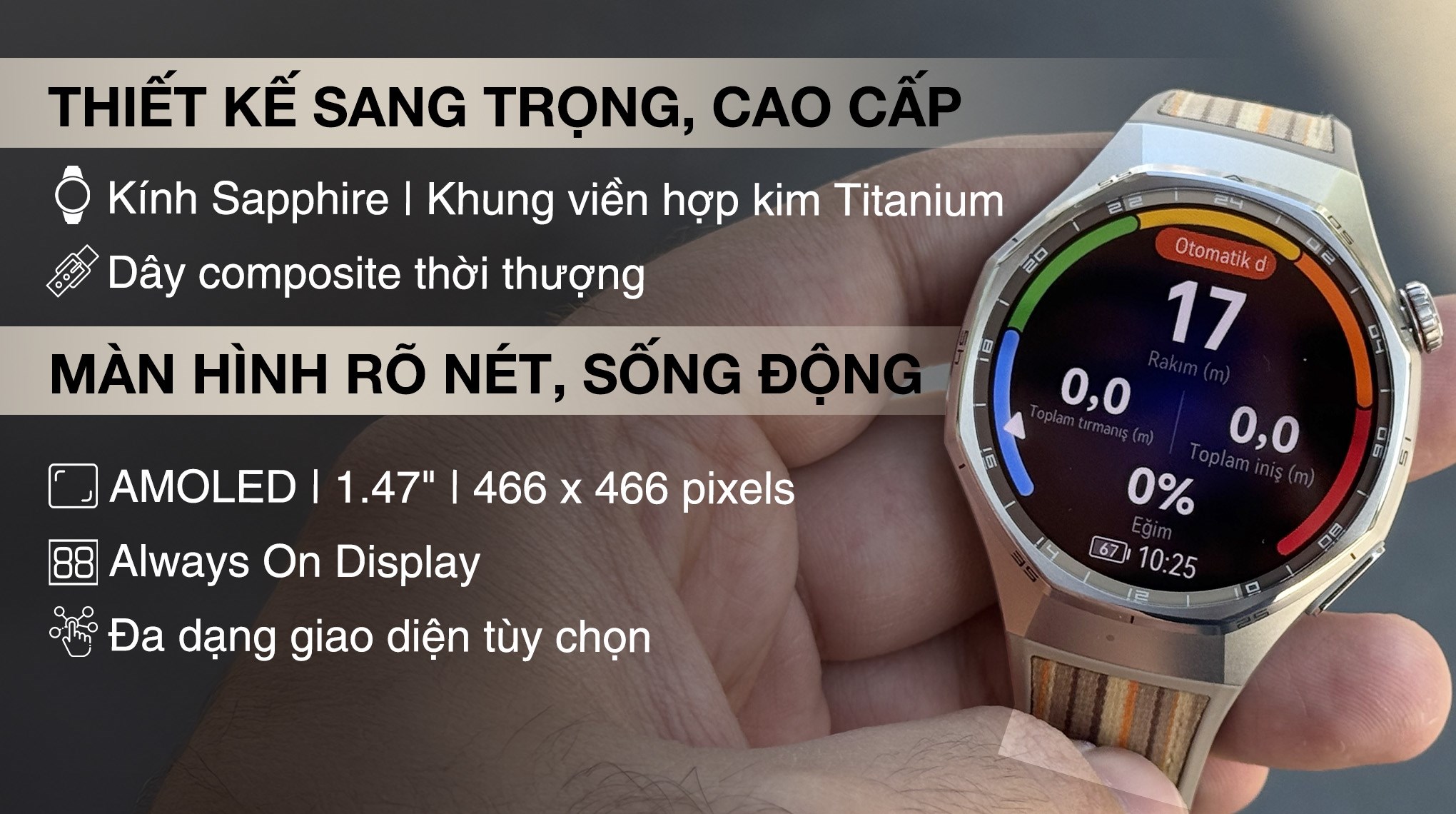 Huawei Watch GT 6 Pro 46mm viền Titanium dây Woven