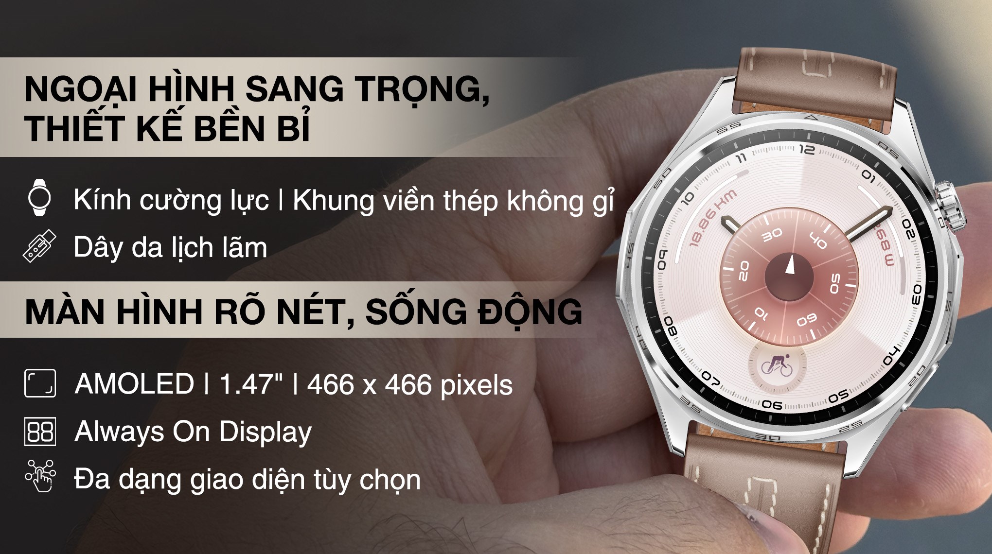 Huawei Watch GT 6 46mm viền thép dây da