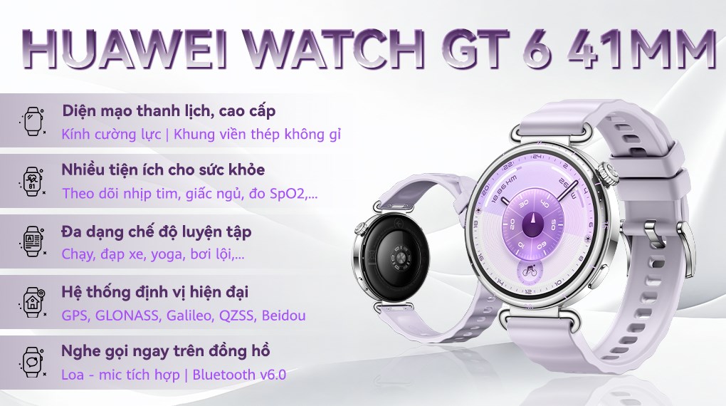 Huawei Watch GT 6 41mm viền thép dây cao su