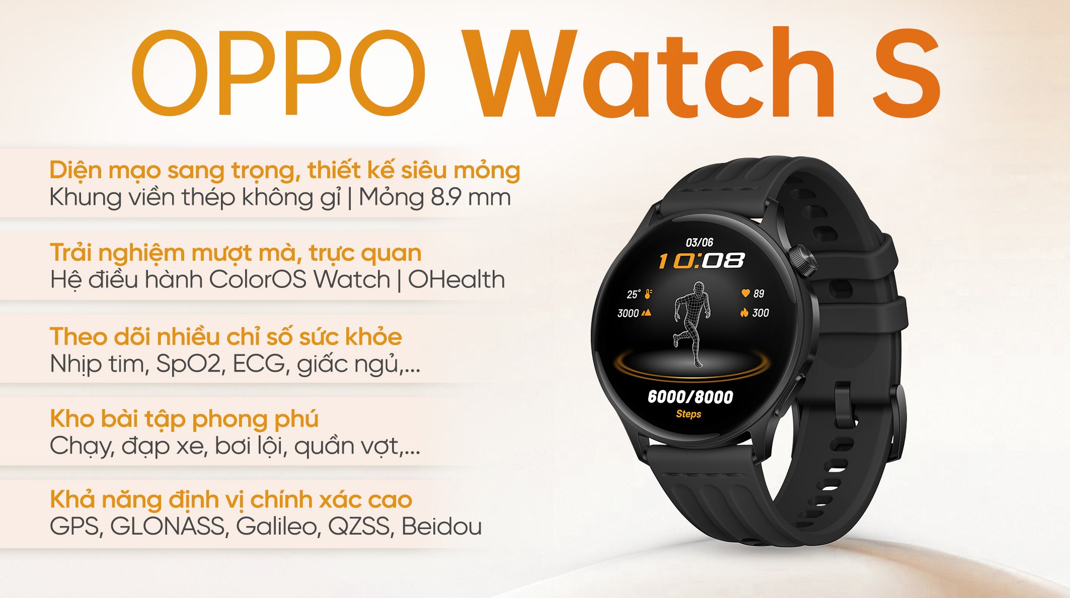 OPPO Watch S 46mm dây cao su
