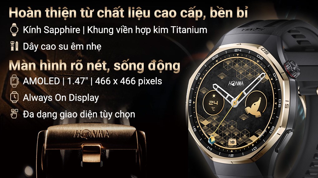 Huawei Watch GT 6 Pro Honma 46mm viền Titanium dây Fluor