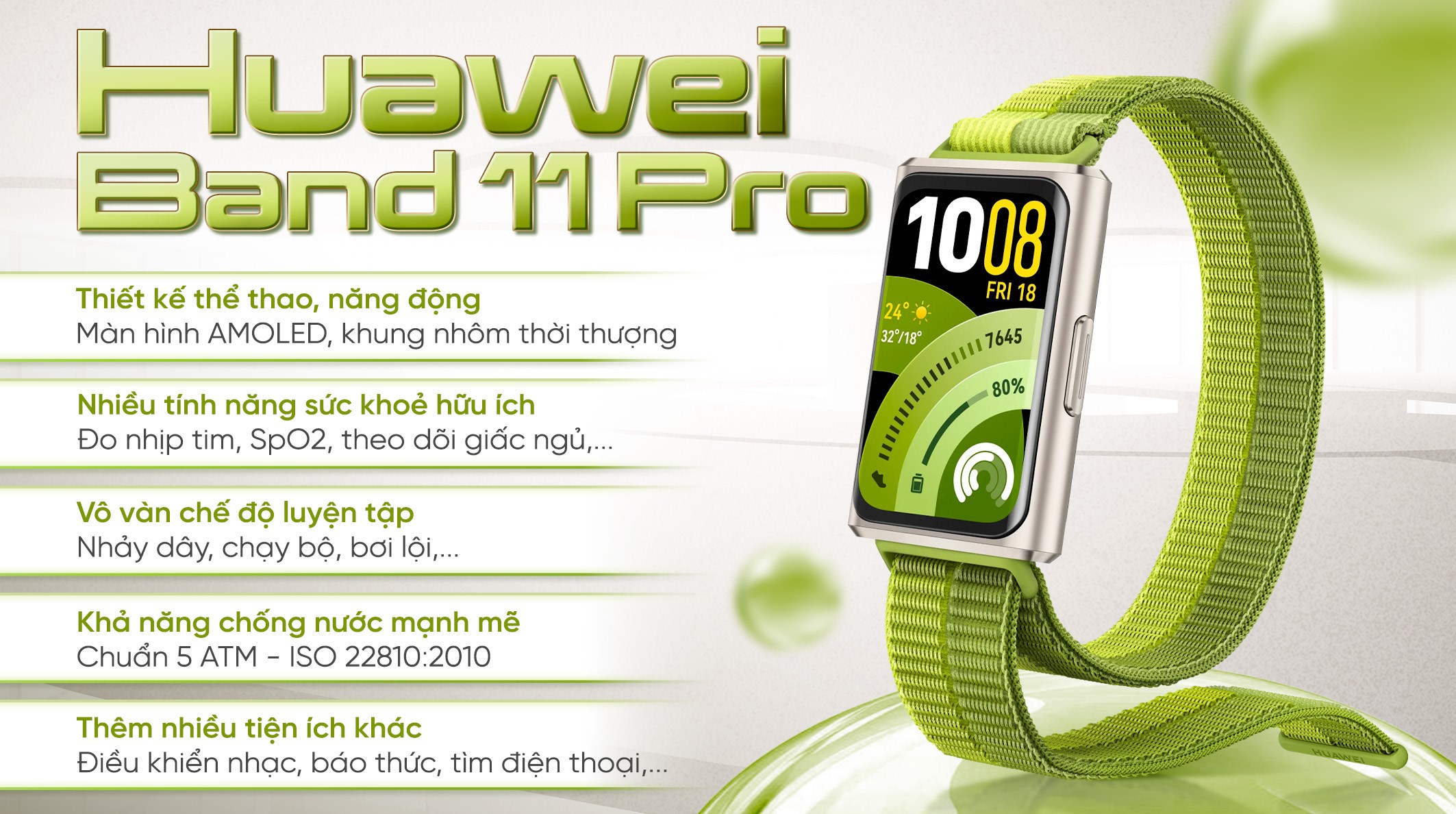 Vòng đeo tay thông minh Huawei Band 11 Pro dây nylon dệt