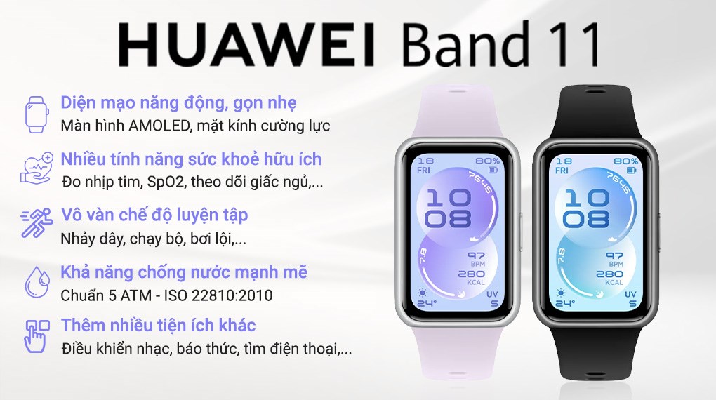 Vòng đeo tay thông minh Huawei Band 11 dây Fluor