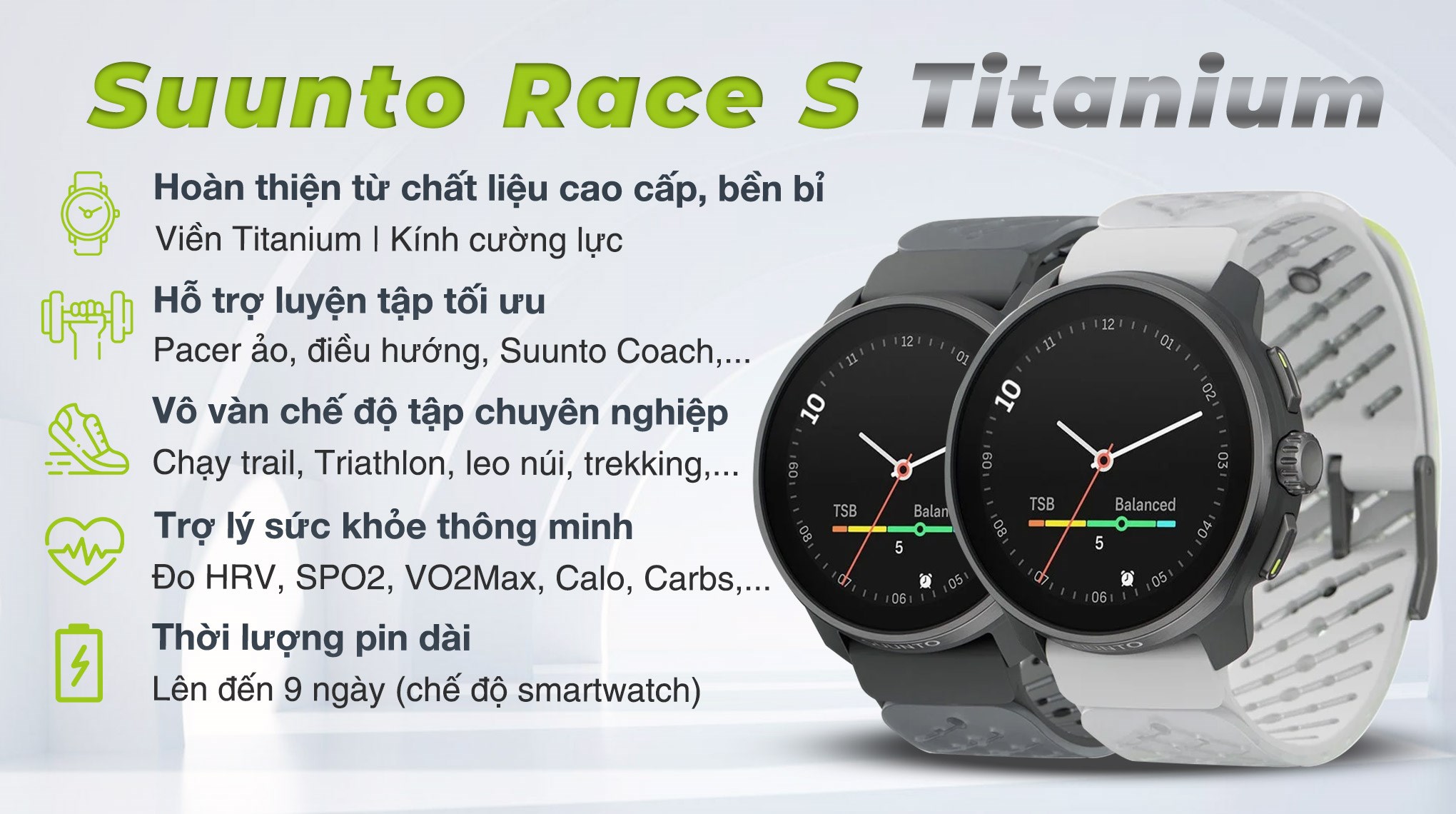 Suunto Race S Titanium 45mm dây silicone