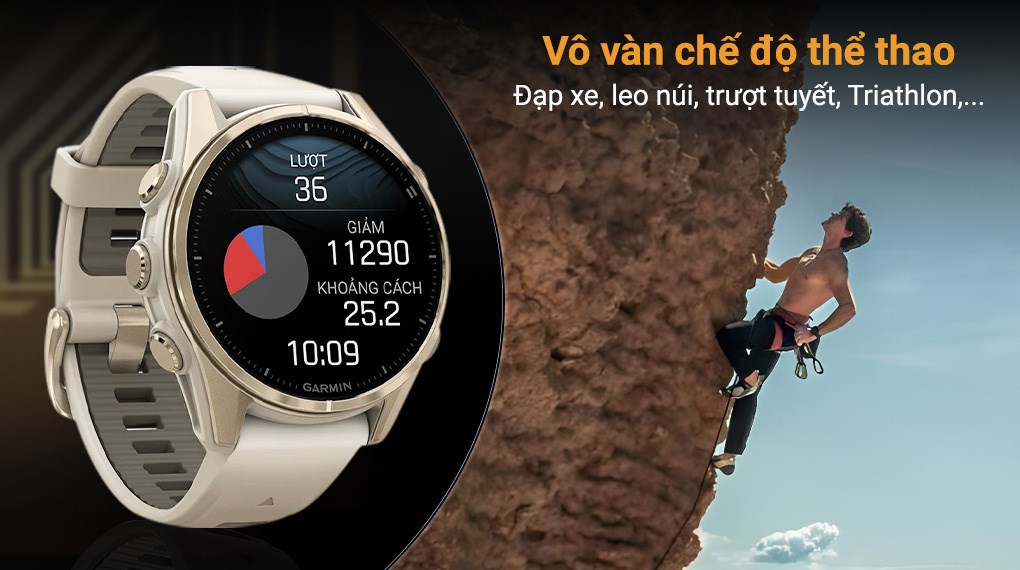 Garmin Fenix 8 Sapphire 43mm viền thép dây silicone