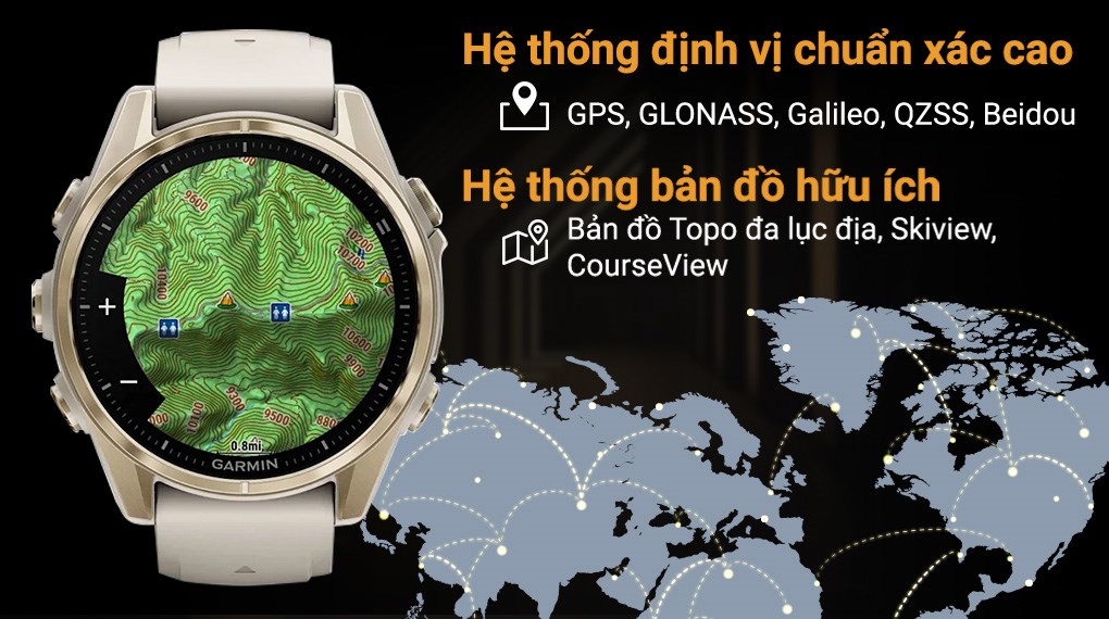 Garmin Fenix 8 Sapphire 43mm viền thép dây silicone
