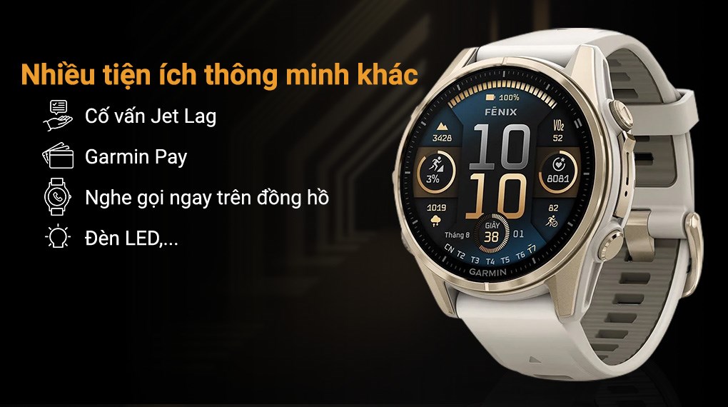 Garmin Fenix 8 Sapphire 43mm viền thép dây silicone