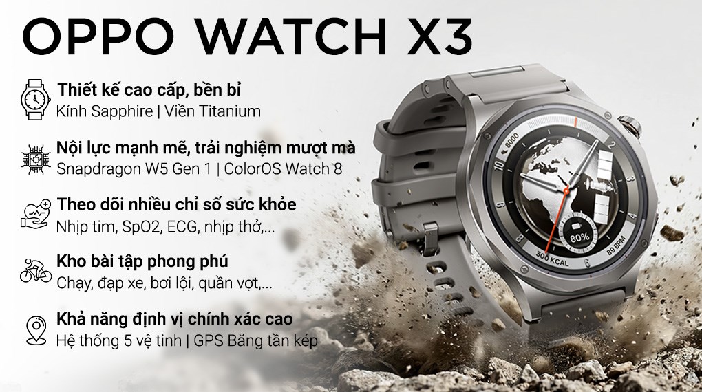 OPPO Watch X3 47.4mm dây cao su