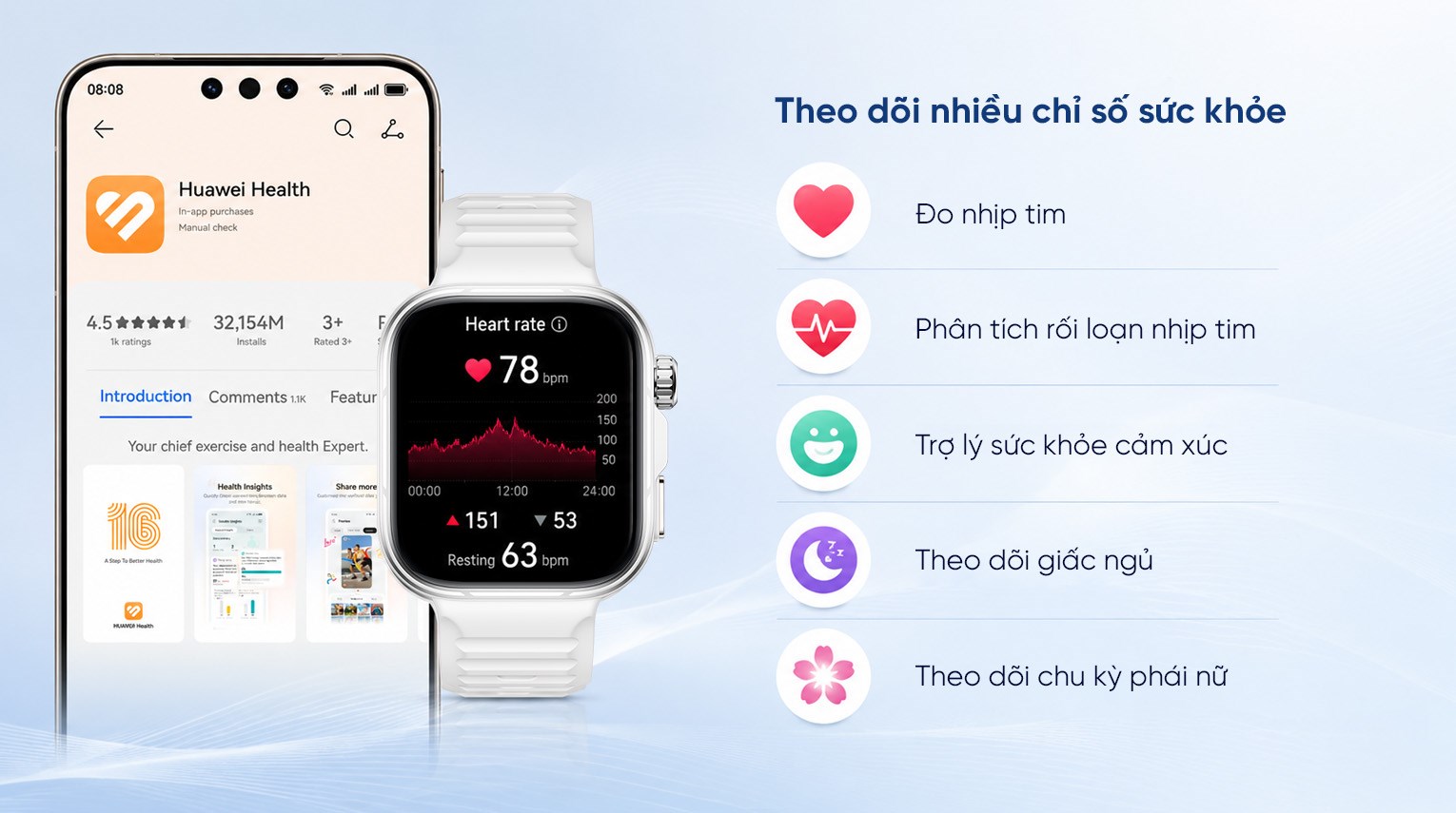 Huawei Watch Fit 5 Pro 44.5mm viền Titanium Micro Arc Oxidation dây Fluoro