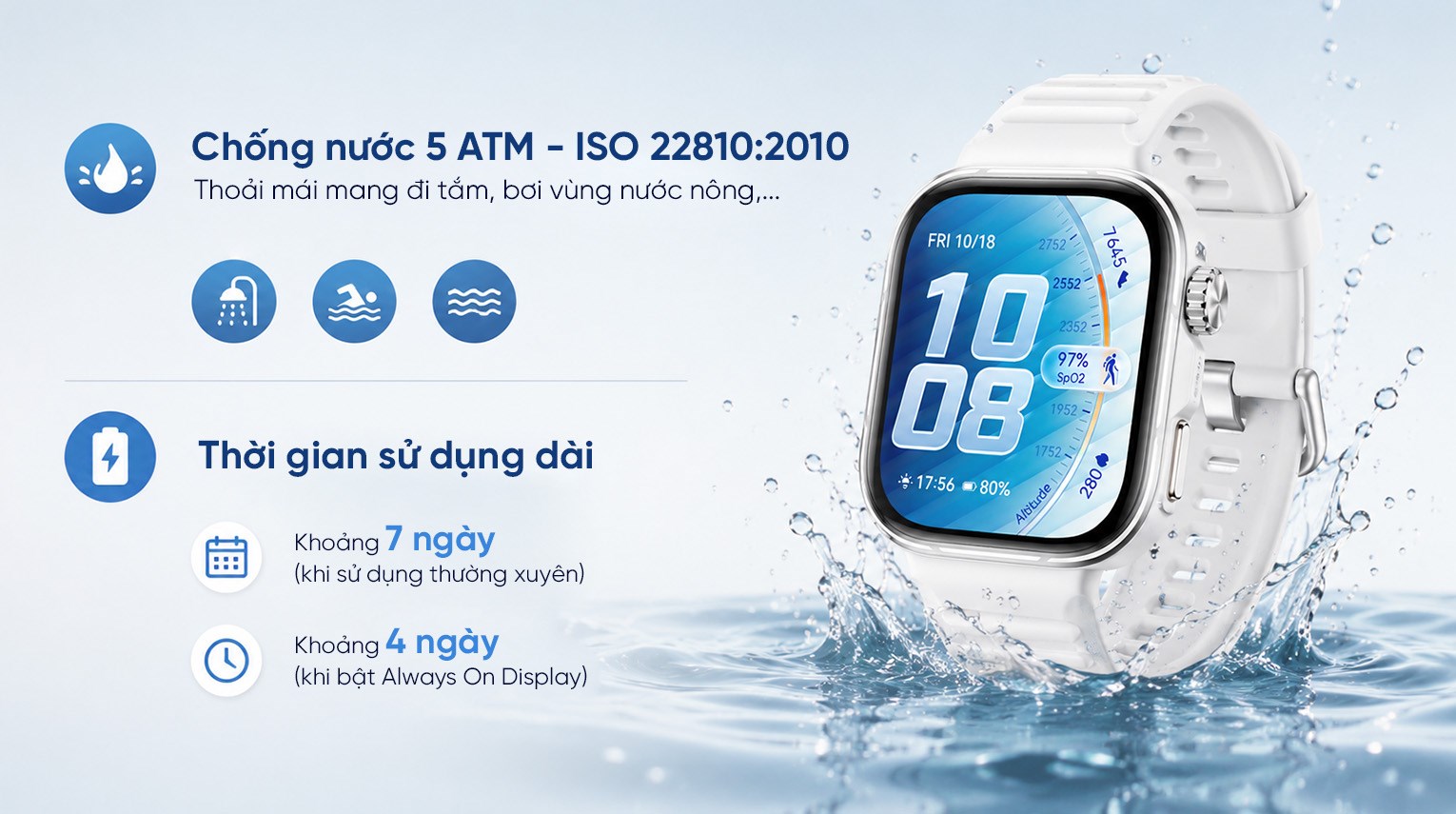 Huawei Watch Fit 5 Pro 44.5mm viền Titanium Micro Arc Oxidation dây Fluoro