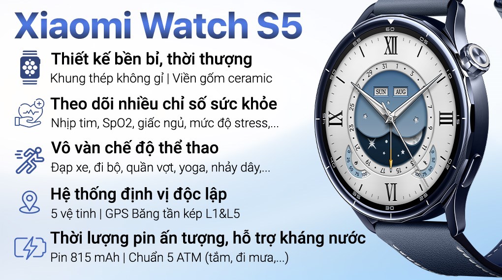 Xiaomi Watch S5 46mm viền gốm dây da
